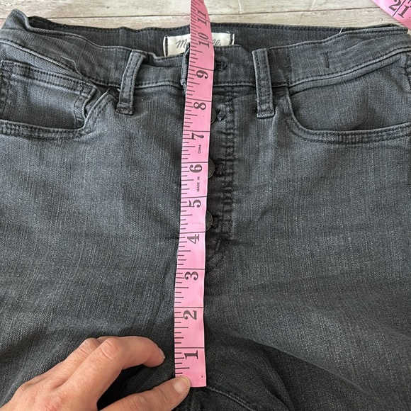 Madewell Faded Black Grey Button Fly High Rise Raw Hem Skinny Jeans - Picture 8 of 9